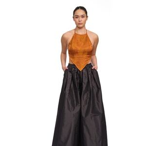 ÁO YẾM HALTER TOP - COPPER SILK SATIN JACQUARD